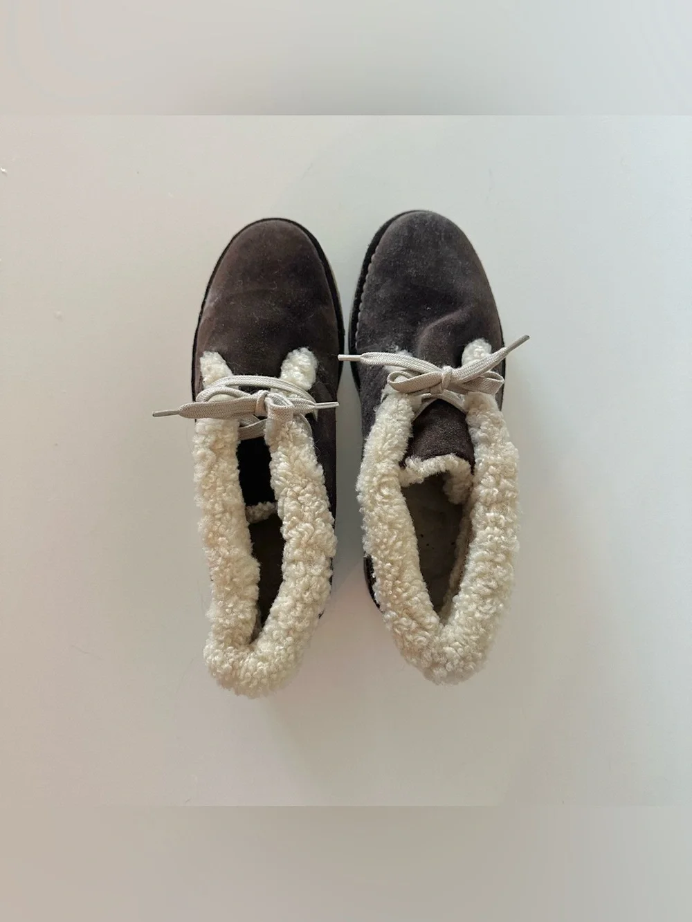 Vintage Bally Karem Chocolate Suede Shearling Sherpa Ankle Boots US 8 Cozy  Genu